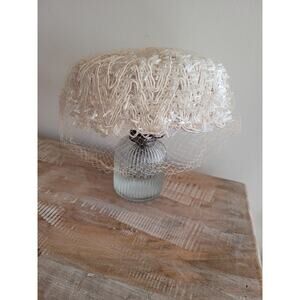 Vintage Cream Pillbox Hat with Netting